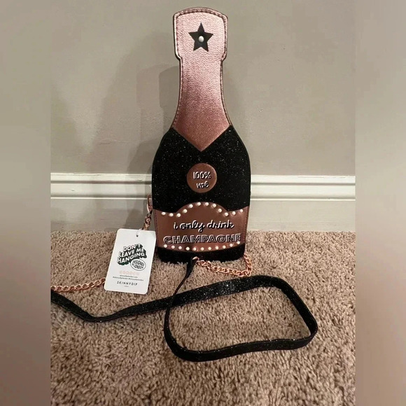 NWT new Skinny Dip Champagne bottle bag purse new years celebration sparkle - Picture 1 of 15